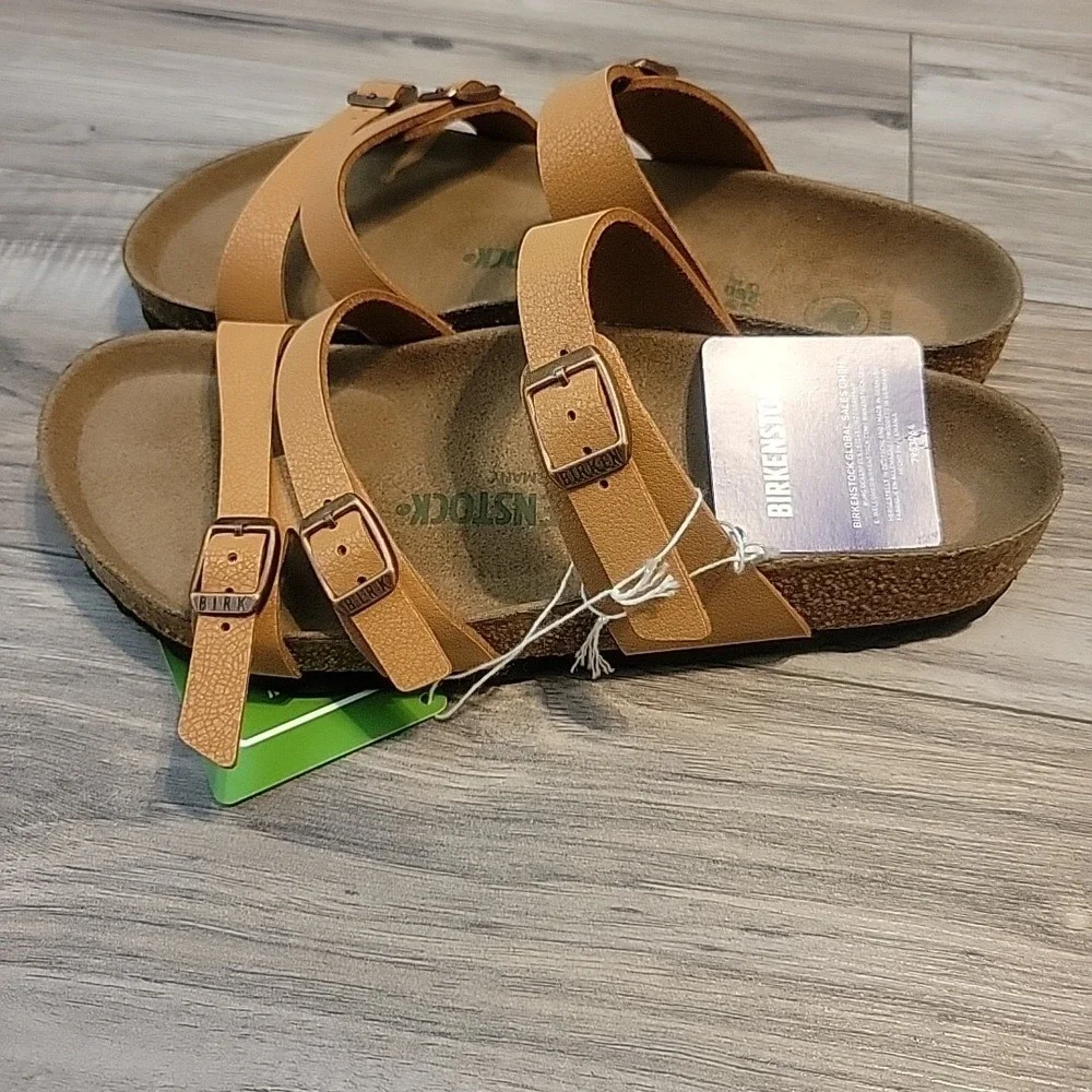 Birkenstock Sandals New Franca Pecan Birkibuc Vegan Tan Womens 8 US 39 EU NEW - Picture 5 of 10